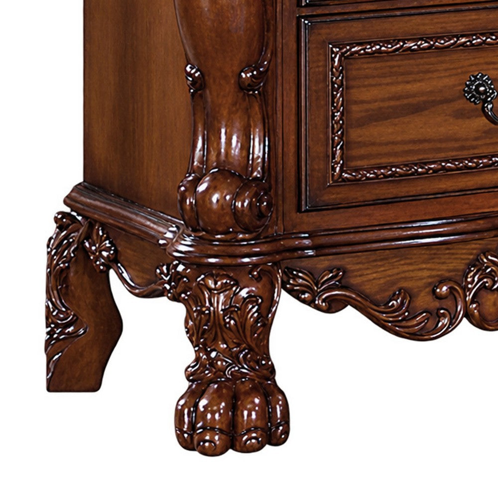 3pc Queen Bedroom Set, Sleigh Design, Black and Brown, 2 Nightstands