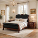3pc Queen Bedroom Set, Sleigh Design, Black and Brown, 2 Nightstands