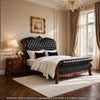 2pc Queen Bedroom Set, Sleigh Design, Black and Brown, Nightstand