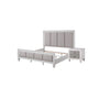 2pc King Bedroom Set, Upholstered Design, Gray and White, Nightstand