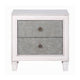 2pc King Bedroom Set, Upholstered Design, Gray and White, Nightstand