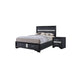 2pc Queen Bedroom Set, Storage Black, Gray, and Silver, Nightstand