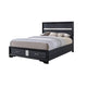 2pc Queen Bedroom Set, Storage Black, Gray, and Silver, Nightstand