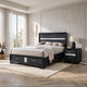 2pc Queen Bedroom Set, Storage Black, Gray, and Silver, Nightstand