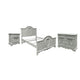 3pc Full Bedroom Set, Gray and Silver, Nightstand and Dresser