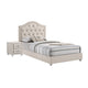 2pc Full Bedroom Set, Upholstered Storage Design, Beige, Nightstand