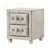2pc Full Bedroom Set, Upholstered Storage Design, Beige, Nightstand