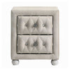 2pc Full Bedroom Set, Upholstered Storage Design, Beige, Nightstand
