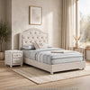 2pc Full Bedroom Set, Upholstered Storage Design, Beige, Nightstand