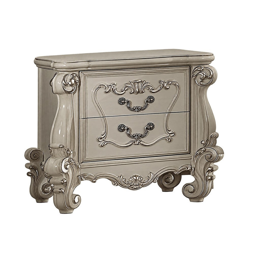 2pc King Bedroom Set | Upholstered Design | Gray & White | Nightst&