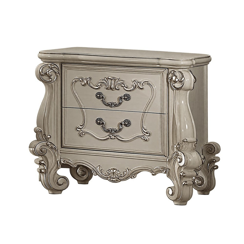 2pc King Bedroom Set | Upholstered Design | Gray & White | Nightst&