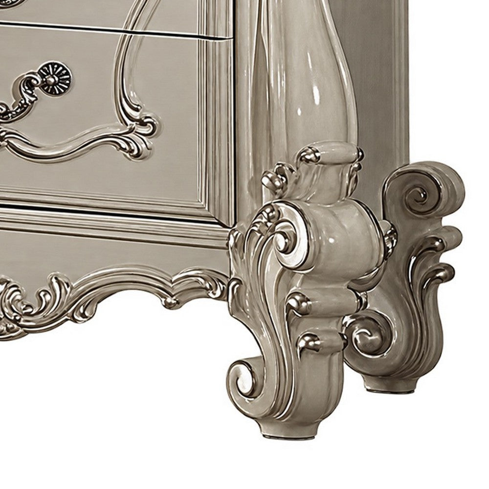 2pc King Bedroom Set | Upholstered Design | Gray & White | Nightst&