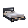 2pc King Bedroom Set, Storage Black and Silver, Nightstand