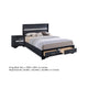 2pc King Bedroom Set, Storage Black and Silver, Nightstand