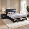2pc King Bedroom Set, Storage Black and Silver, Nightstand