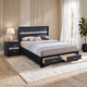 2pc King Bedroom Set, Storage Black and Silver, Nightstand