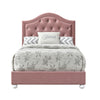 2pc Full Bedroom Set, Upholstered Design, Pink and White, Nightstand