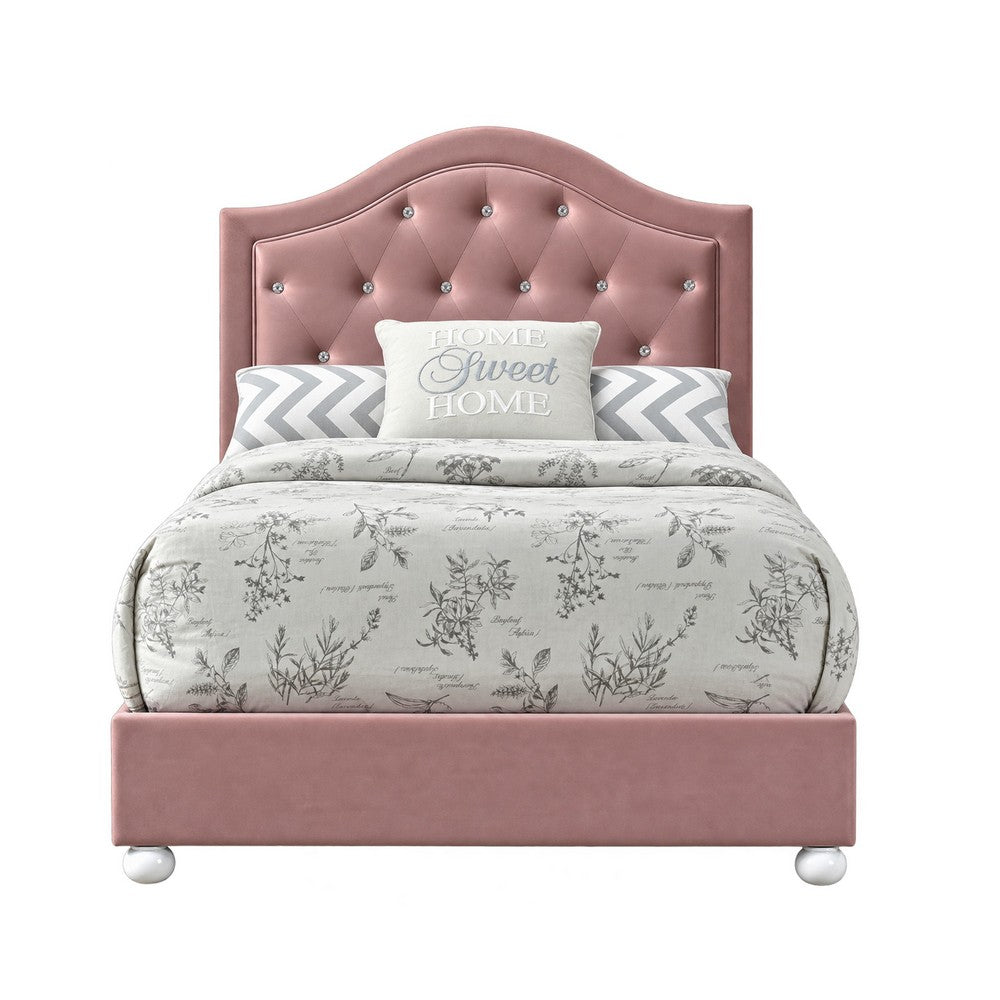 2pc Full Bedroom Set, Upholstered Design, Pink and White, Nightstand