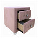 2pc Full Bedroom Set, Upholstered Design, Pink and White, Nightstand