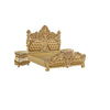 3pc King Bedroom Set, Upholstered Design, Gold, 2 Nightstands