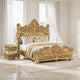 2pc King Bedroom Set, Upholstered Design, Gold, Nightstand