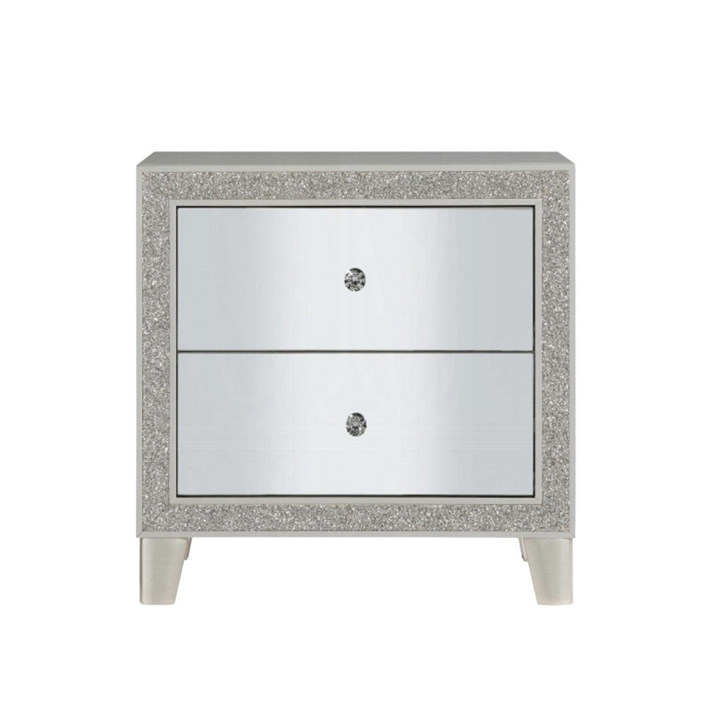 3pc King Bedroom Set | Upholstered Design | Silver | 2 Nightst&s