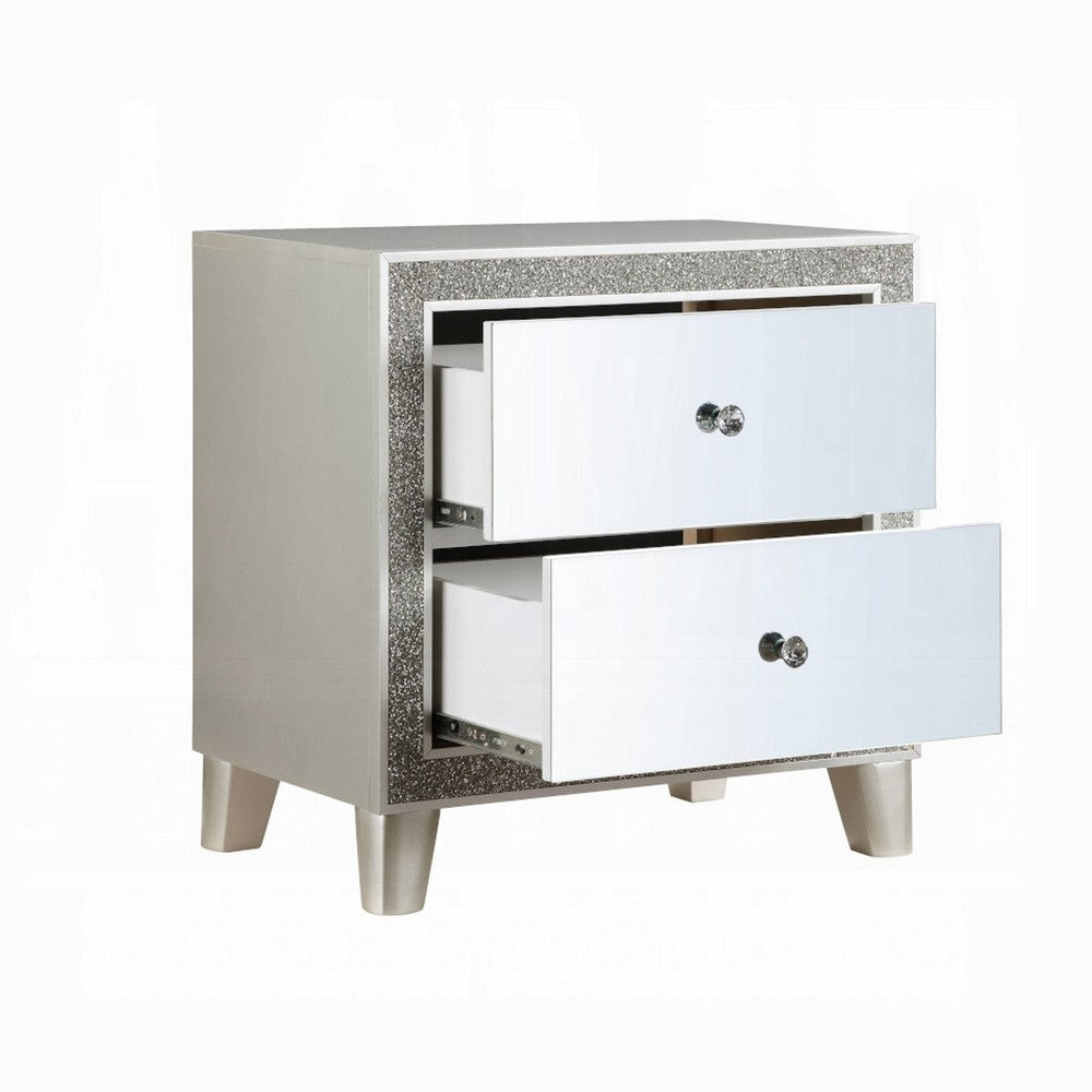 3pc King Bedroom Set | Upholstered Design | Silver | 2 Nightst&s