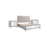 2pc King Bedroom Set | Upholstered Design | Silver | Nightst&