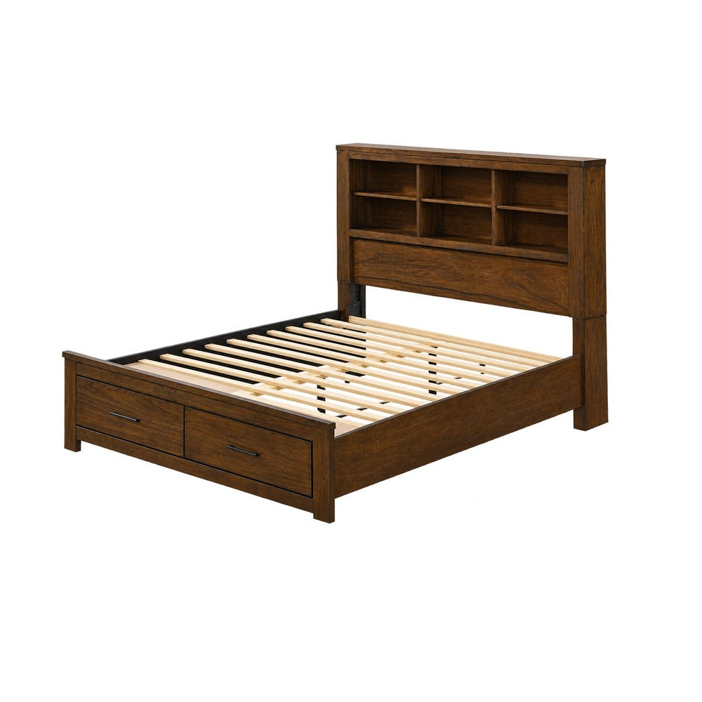 3pc Queen Bedroom Set, Storage Design, Brown, 2 Nightstands