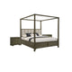 Queen Bedroom Set, Dark Cocoa Brown, Ivory, 3pc w 2 Nightstands