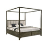 Queen Bedroom Set, Dark Cocoa Brown, Ivory, 3pc w 2 Nightstands