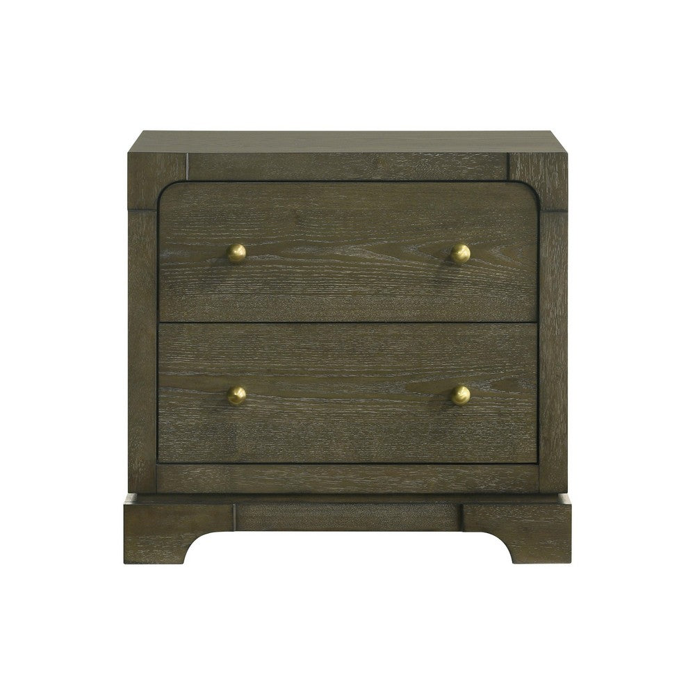 Queen Bedroom Set, Dark Cocoa Brown, Ivory, 3pc w 2 Nightstands