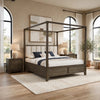 Queen Bedroom Set, Dark Cocoa Brown, Ivory, 3pc w 2 Nightstands