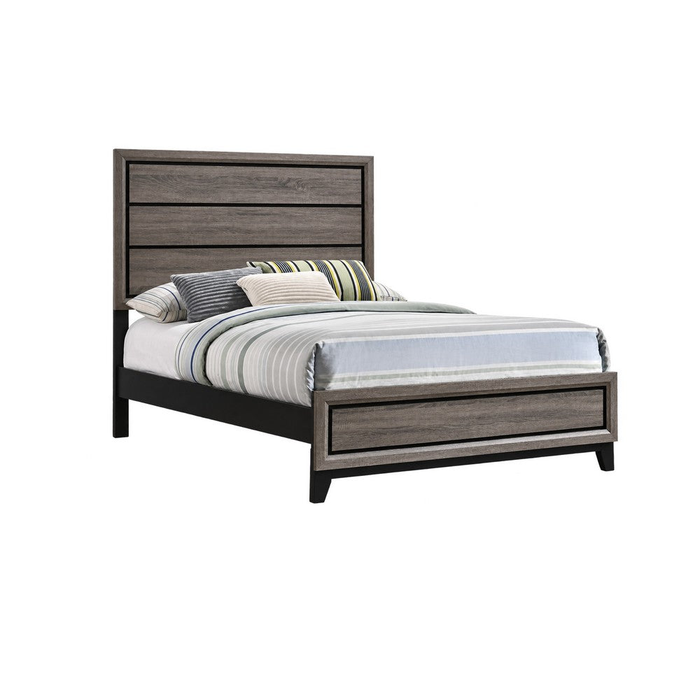 Full Bedroom Set | Gray & Black | 2 Piece Set with Nightst&