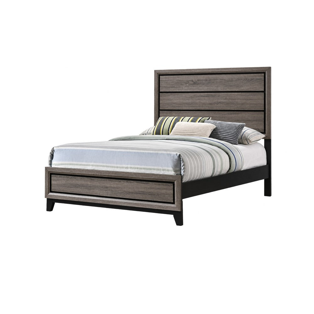 Full Bedroom Set | Gray & Black | 2 Piece Set with Nightst&