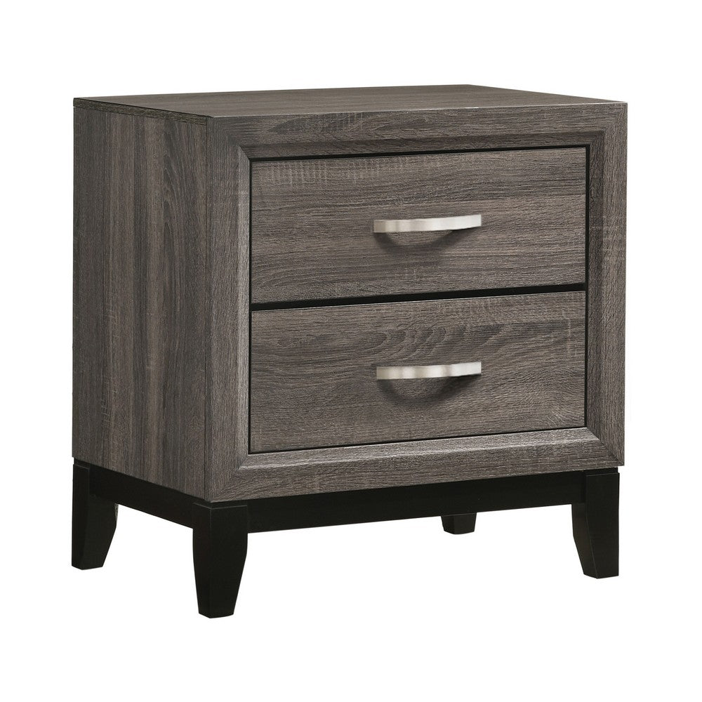 Full Bedroom Set | Gray & Black | 2 Piece Set with Nightst&