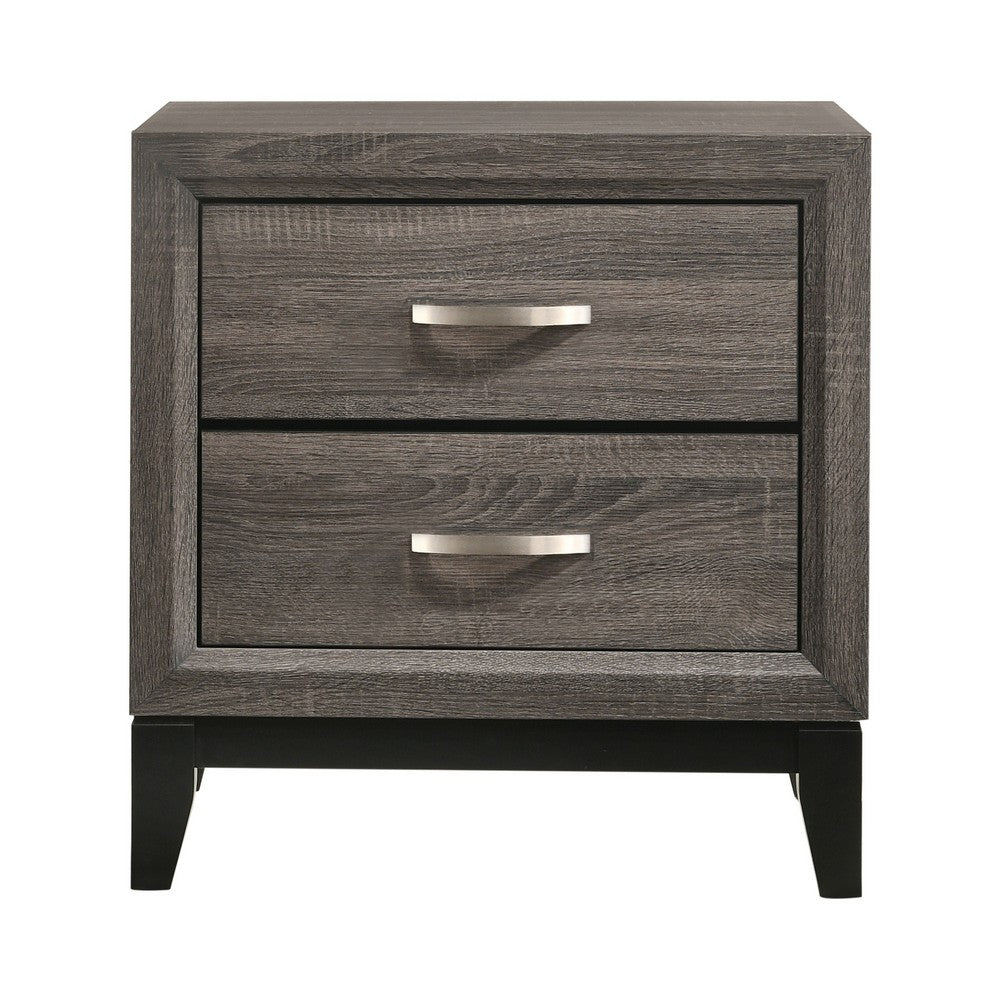 Full Bedroom Set, Gray and Black, 3 Piece Set with 2 Nightstands