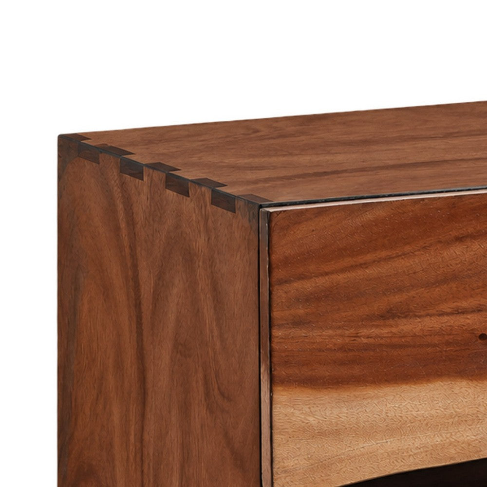 Queen Bedroom Set, Platform Design, Brown, 2 Piece Set with Nightstand