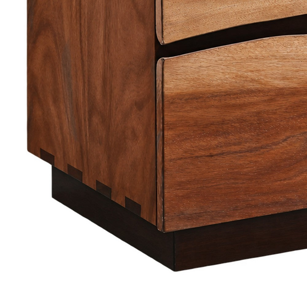 Queen Bedroom Set, Platform Design, Brown, 2 Piece Set with Nightstand