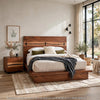 Queen Bedroom Set, Platform Design, Brown, 2 Piece Set with Nightstand