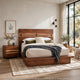 Queen Bedroom Set, Platform Design, Brown, 2 Piece Set with Nightstand
