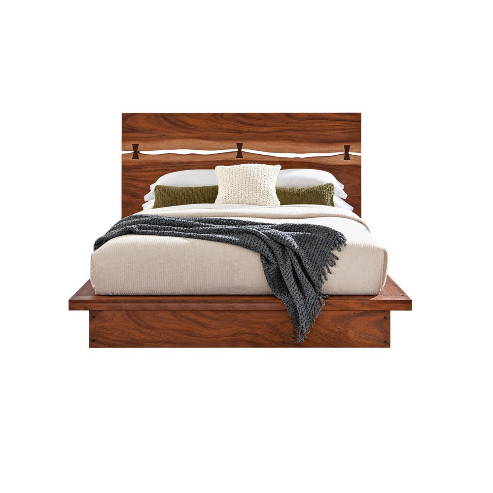 King Bedroom Set, Platform Design, Brown, 2 Piece Set with Nightstand