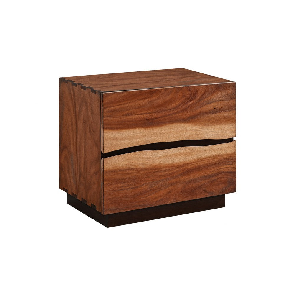 King Bedroom Set, Platform Design, Brown, 2 Piece Set with Nightstand