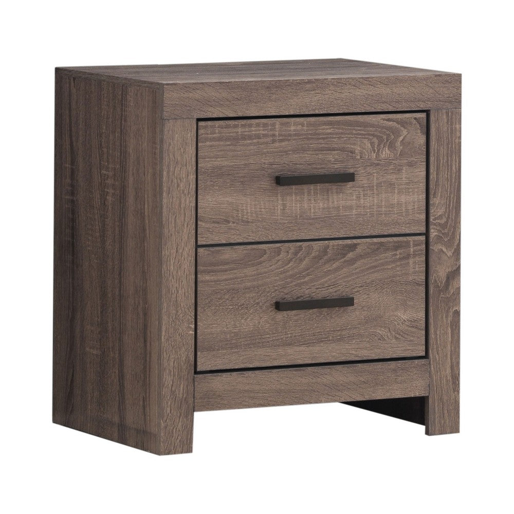 Queen Bedroom Set, Storage Design, Brown, 2 Piece Set with Nightstand