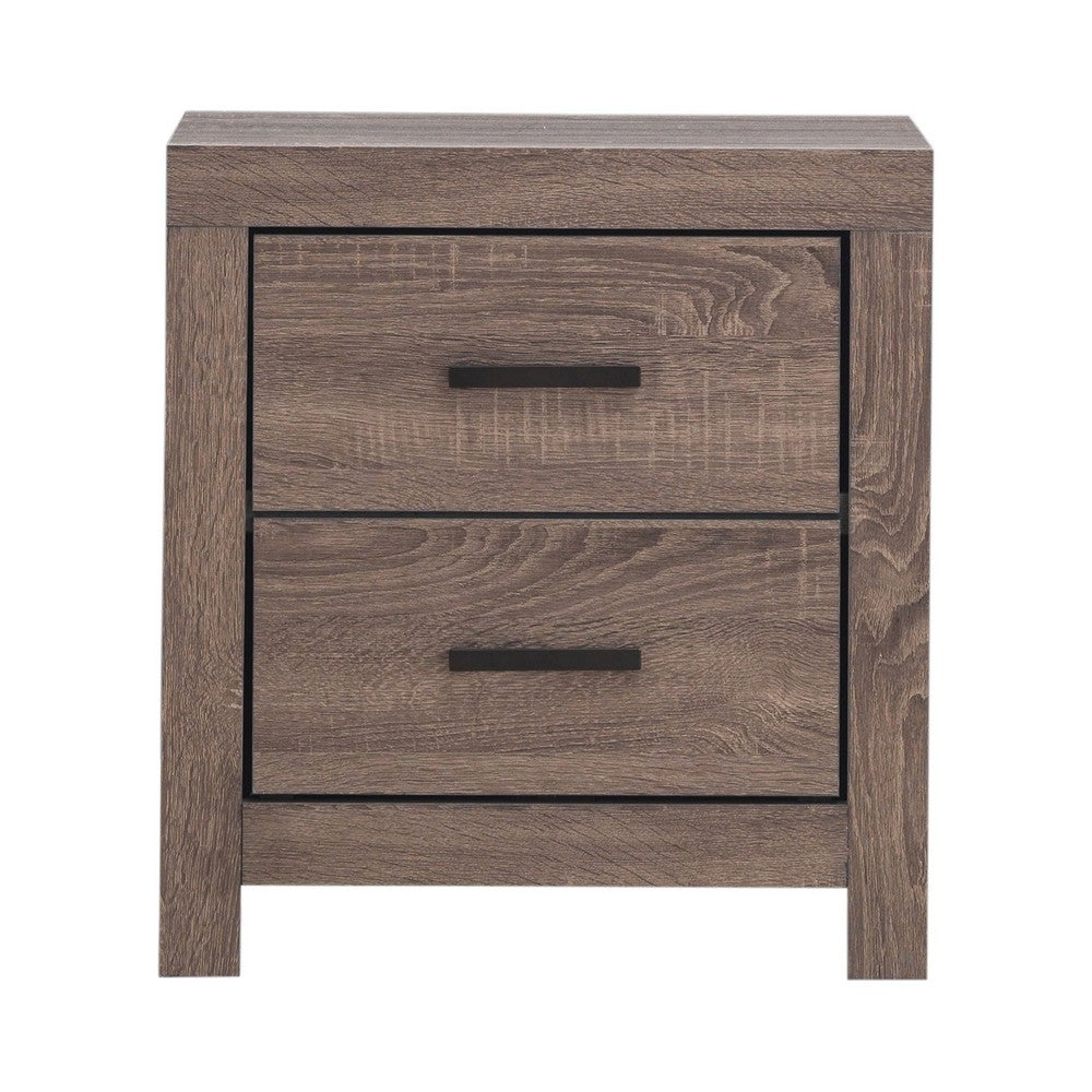 Queen Bedroom Set, Storage Design, Brown, 2 Piece Set with Nightstand