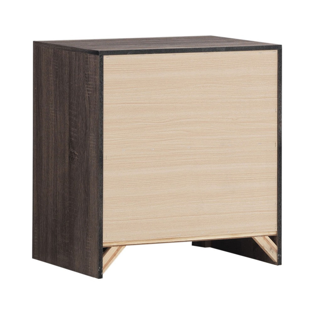 Queen Bedroom Set, Storage Design, Brown, 2 Piece Set with Nightstand