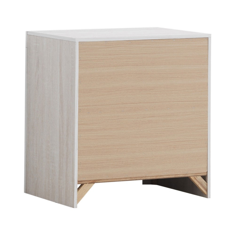 Queen Bedroom Set, Storage Design, White, 2 Piece Set with Nightstand