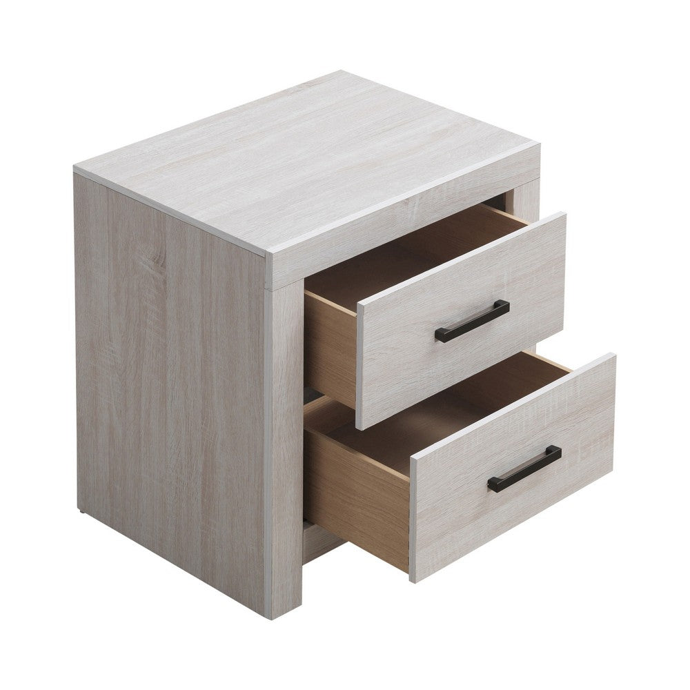 Queen Bedroom Set, White, 3 Piece Set with 2 Nightstands