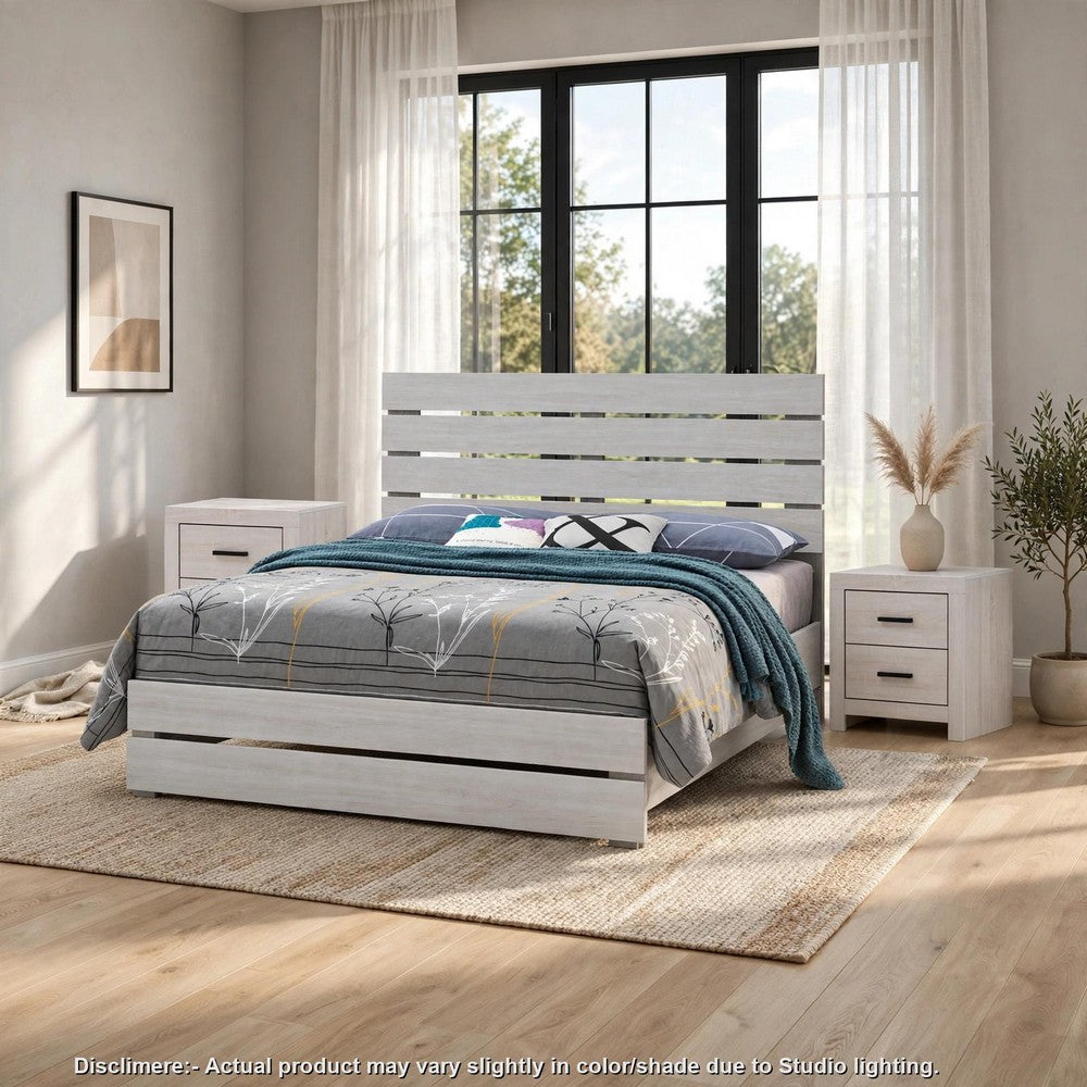 Queen Bedroom Set, White, 3 Piece Set with 2 Nightstands