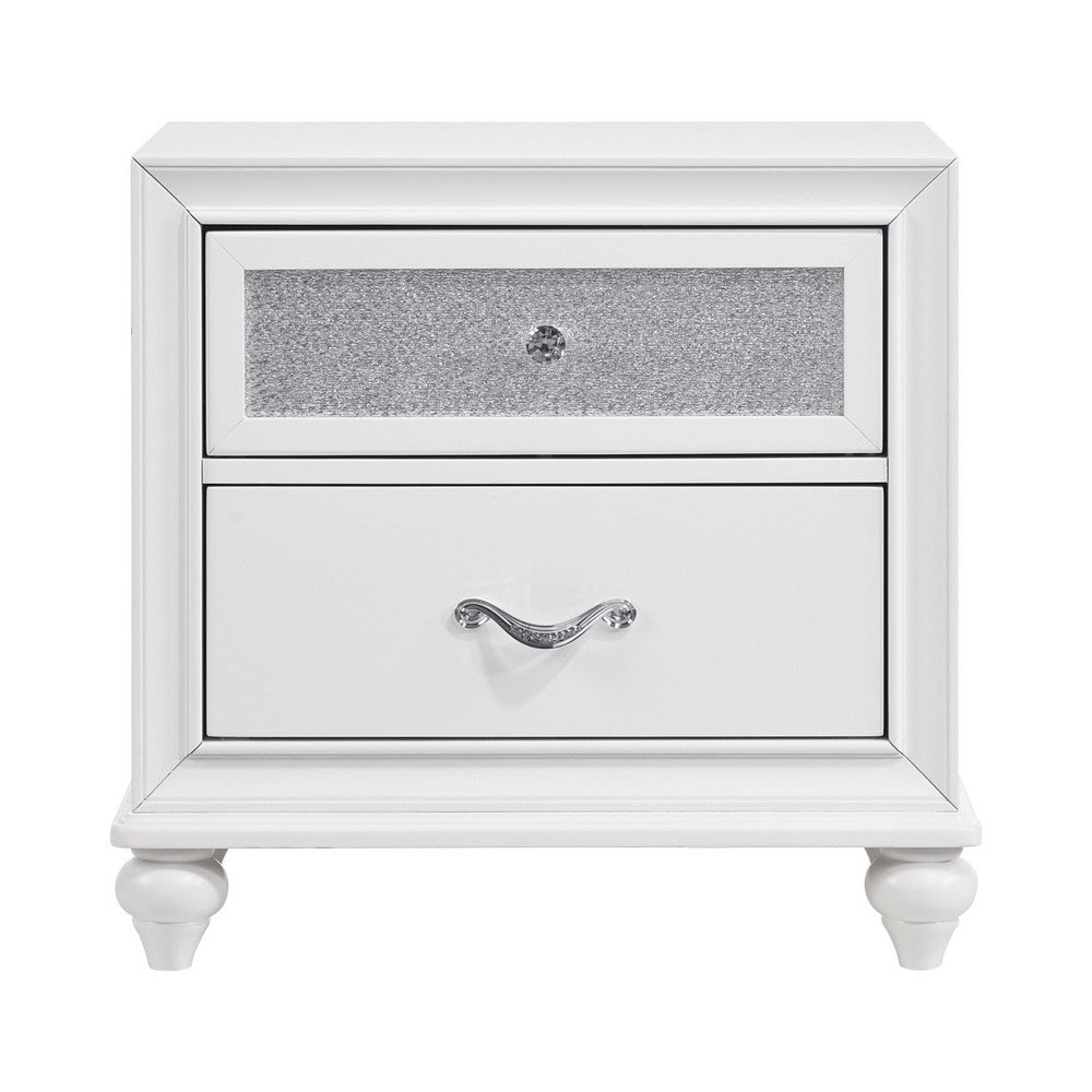 Queen Bedroom Set, White and Gray, 2 Piece Set with Nightstand